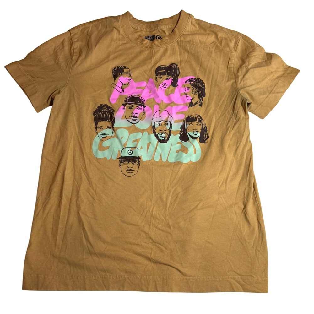 Target Graphic T‎ Shirt Peace Love Awareness Faces Brown Pink Mint